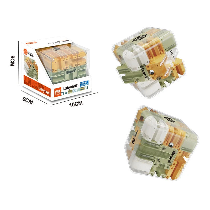 3D Puzzle Cube Clear Maze & Sealed Metal Ball