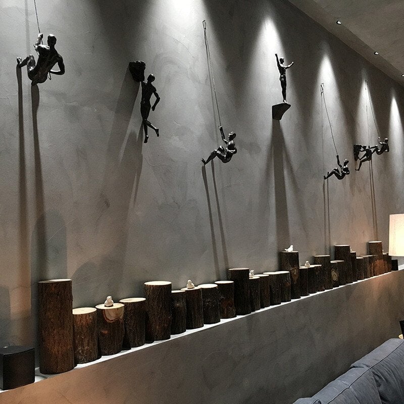 3D Wall Sculpture Climbing Figure Single Peg Mounting
