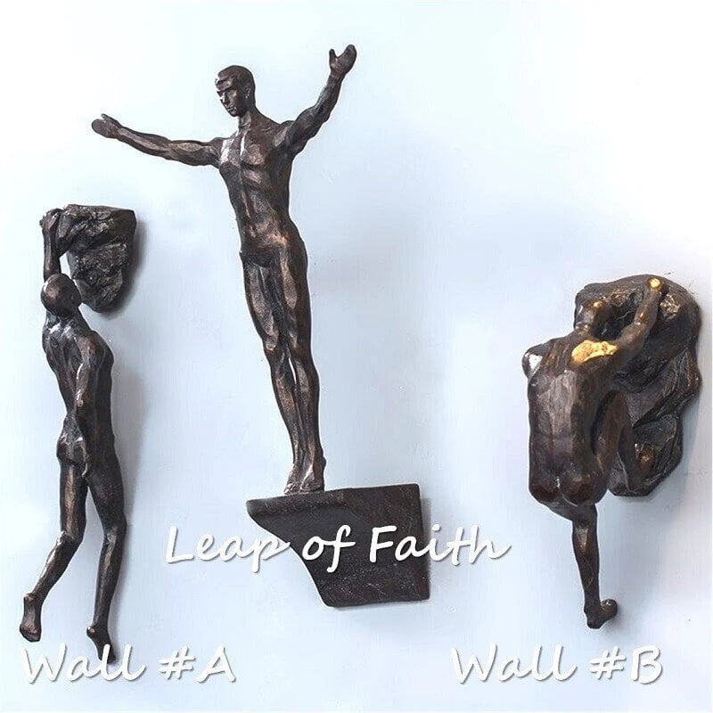 3D Wall Sculpture Climbing Figure Single Peg Mounting