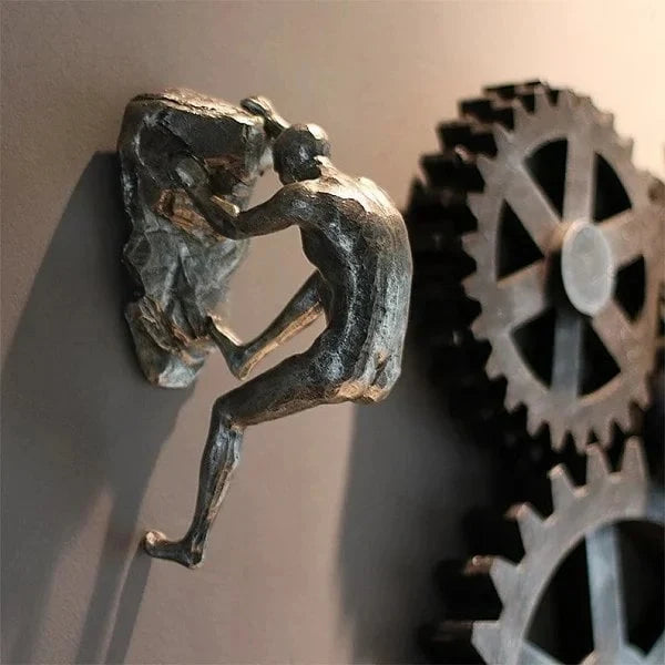 3D Wall Sculpture Climbing Figure Single Peg Mounting