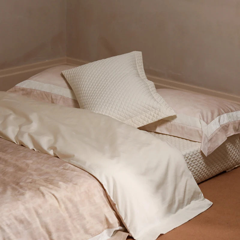 4-Piece Bedding Set Cotton Percale Light Crinkle Ruffle Trim