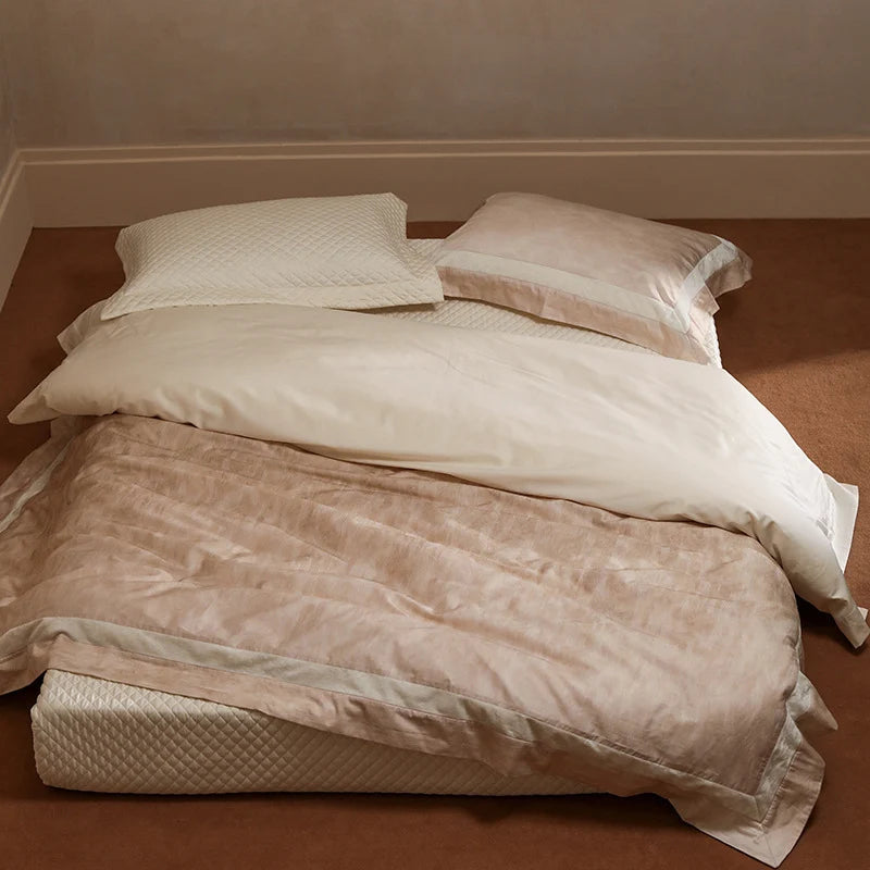 4-Piece Bedding Set Cotton Percale Light Crinkle Ruffle Trim