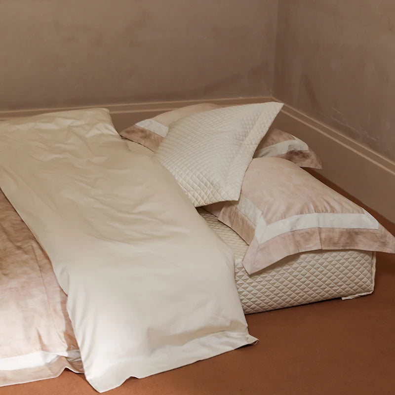 4-Piece Bedding Set Cotton Percale Light Crinkle Ruffle Trim