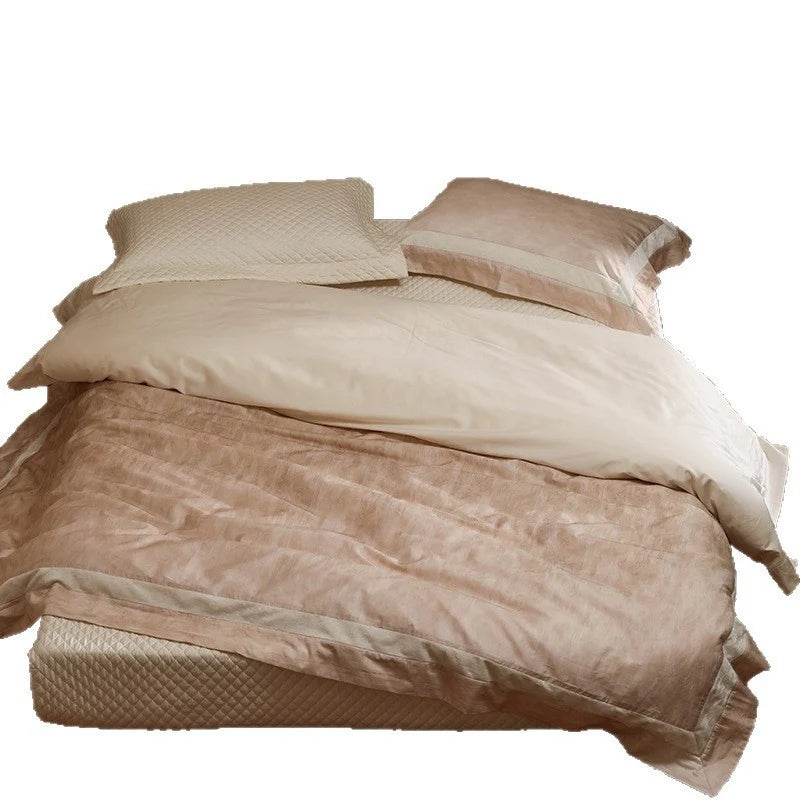 4-Piece Bedding Set Cotton Percale Light Crinkle Ruffle Trim
