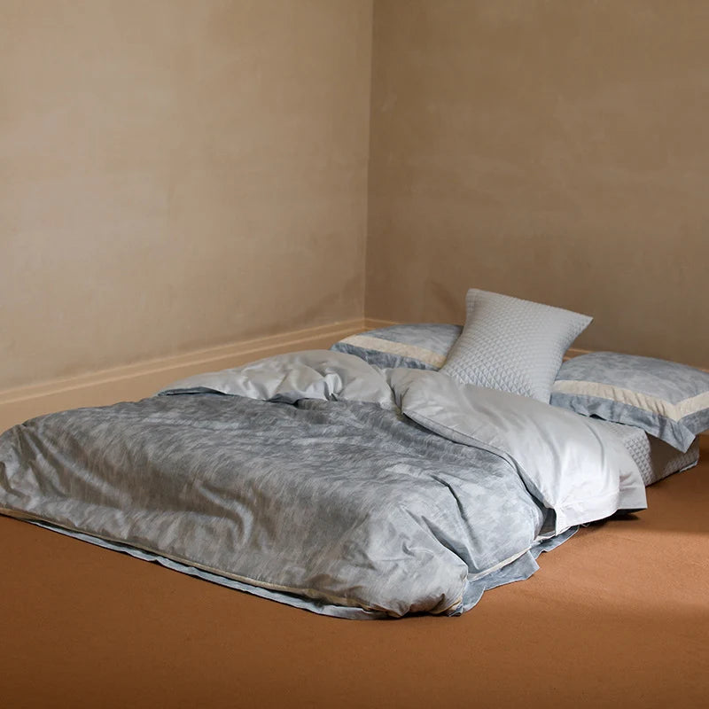 4-Piece Bedding Set Cotton Percale Light Crinkle Ruffle Trim