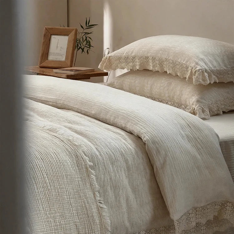 4-Piece Bedding Set Linen & Cotton Blend Breathable