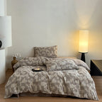 4-Piece Bedding Set Linen-Cotton Geometric Patchwork