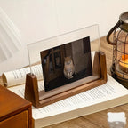 4x6 Photo Frame Slide-In Acrylic & Solid Wood Base