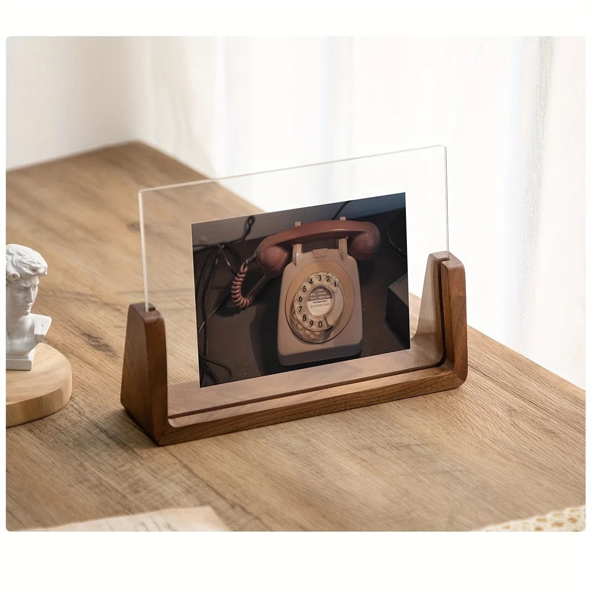 4x6 Photo Frame Slide-In Acrylic & Solid Wood Base
