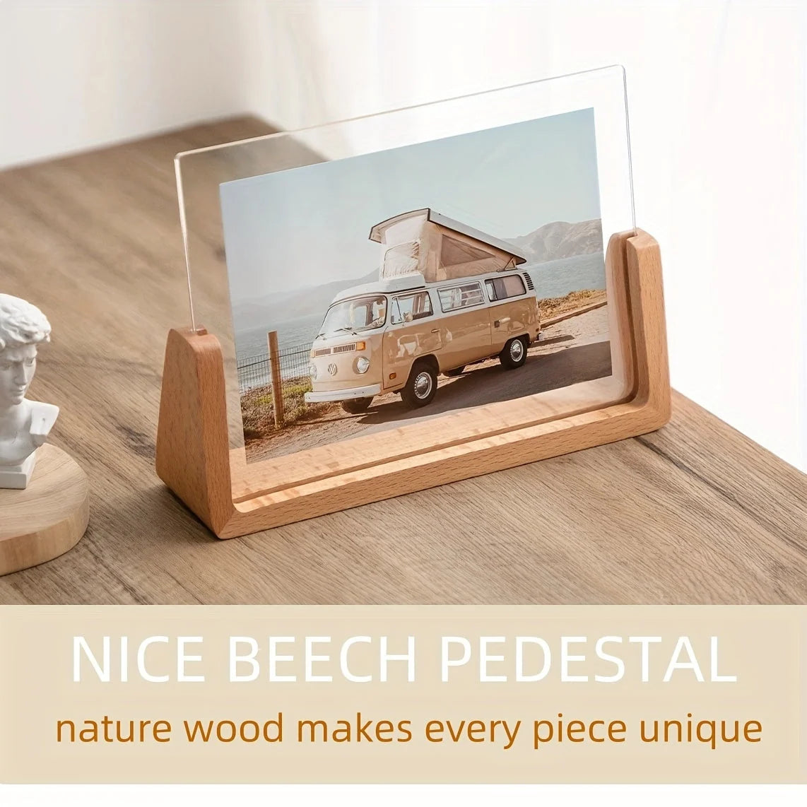 4x6 Photo Frame Slide-In Acrylic & Solid Wood Base