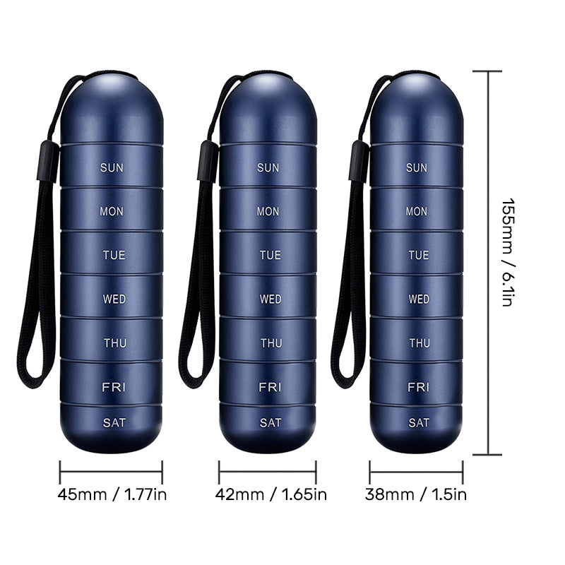 7-Day Pill Organizer Aluminum Waterproof Silicone Gasket