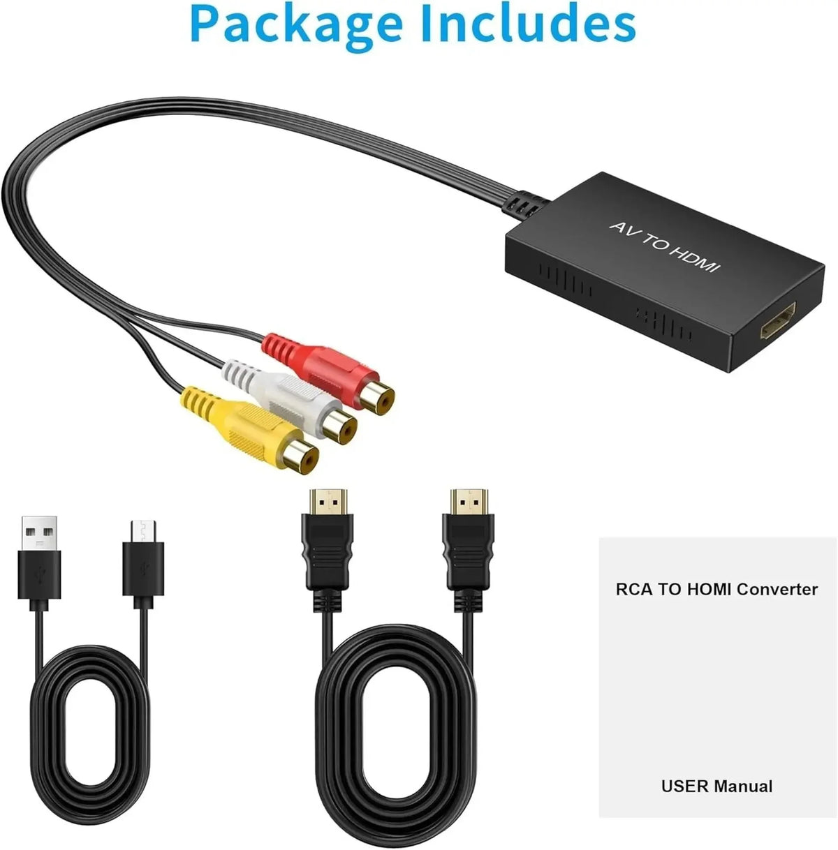 AV To HDMI Converter 1080p Composite RCA Input