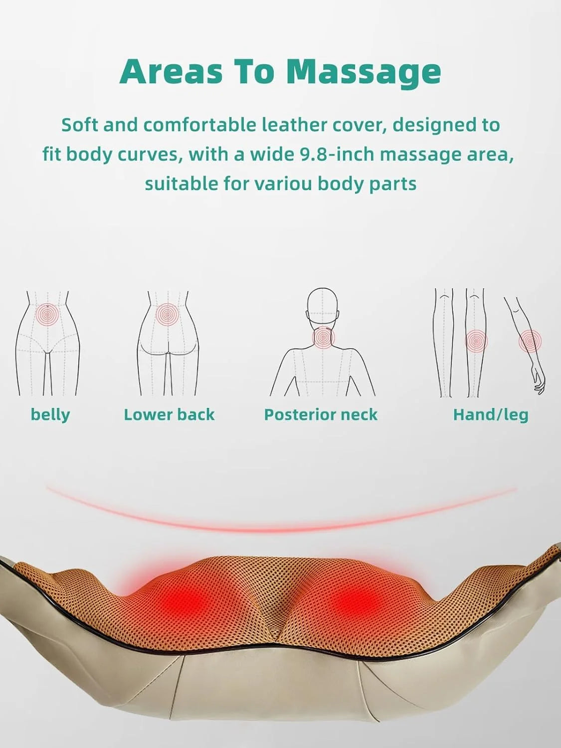 Abdominal Massager Dual Kneading Heads Heat Rechargeable