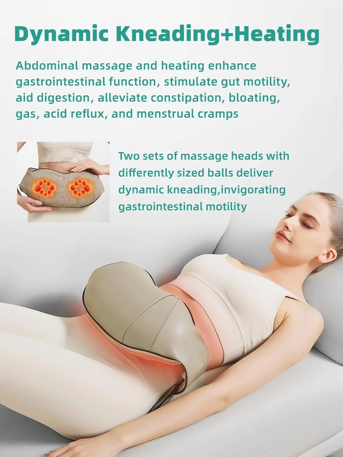 Abdominal Massager Dual Kneading Heads Heat Rechargeable