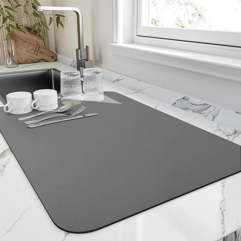 Absorbent Diatomaceous Earth Drying Mat (Flat & Space-Saving)