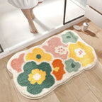 Absorbent Fast-Drying Floral Microfiber Bath Mat (Non-Slip Backing)