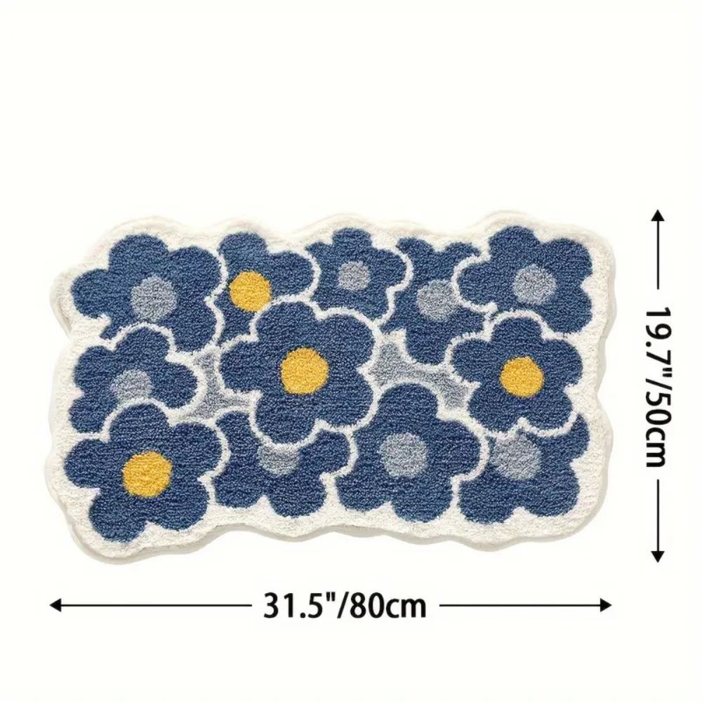 Absorbent Fast-Drying Floral Microfiber Bath Mat (Non-Slip Backing)
