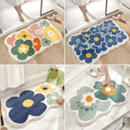 Absorbent Fast-Drying Floral Microfiber Bath Mat (Non-Slip Backing)