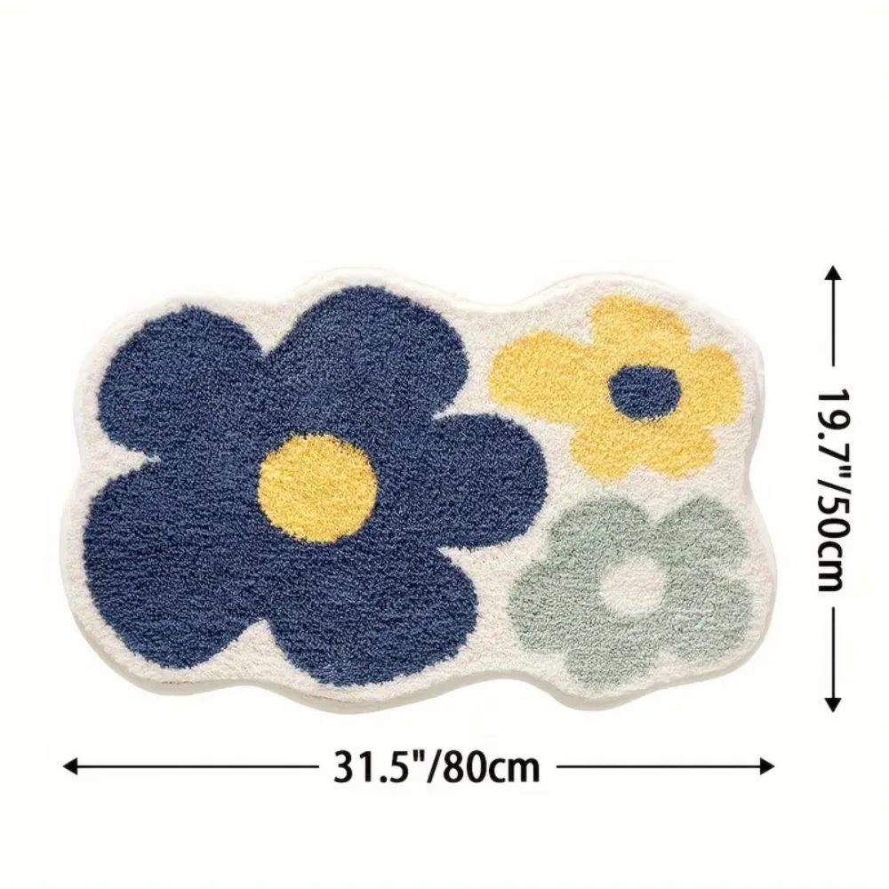 Absorbent Fast-Drying Floral Microfiber Bath Mat (Non-Slip Backing)
