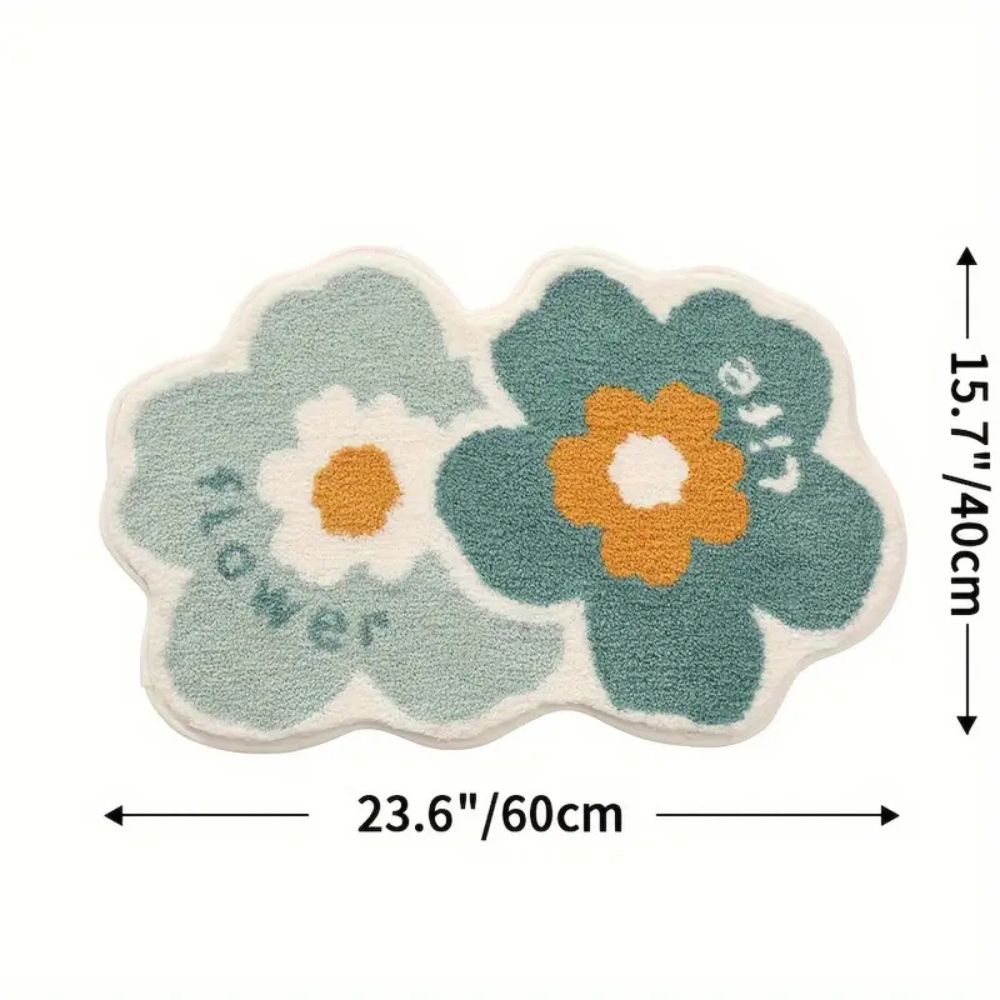 Absorbent Fast-Drying Floral Microfiber Bath Mat (Non-Slip Backing)
