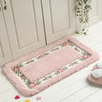 Absorbent Quick-Dry Microfiber Non-Slip Bath Mat (Floral Border)
