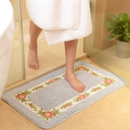 Absorbent Quick-Dry Microfiber Non-Slip Bath Mat (Floral Border)