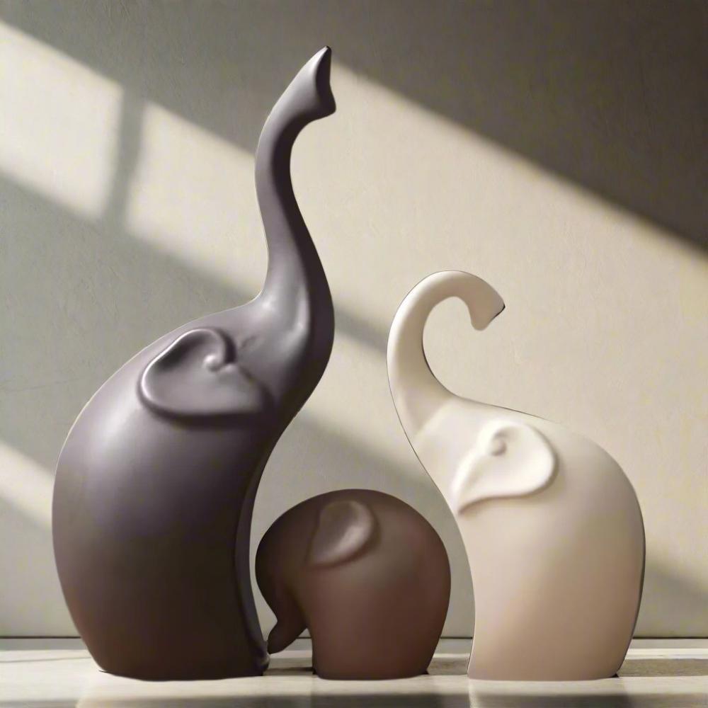 Abstract Hollow Geometric Resin Elephant Sculpture