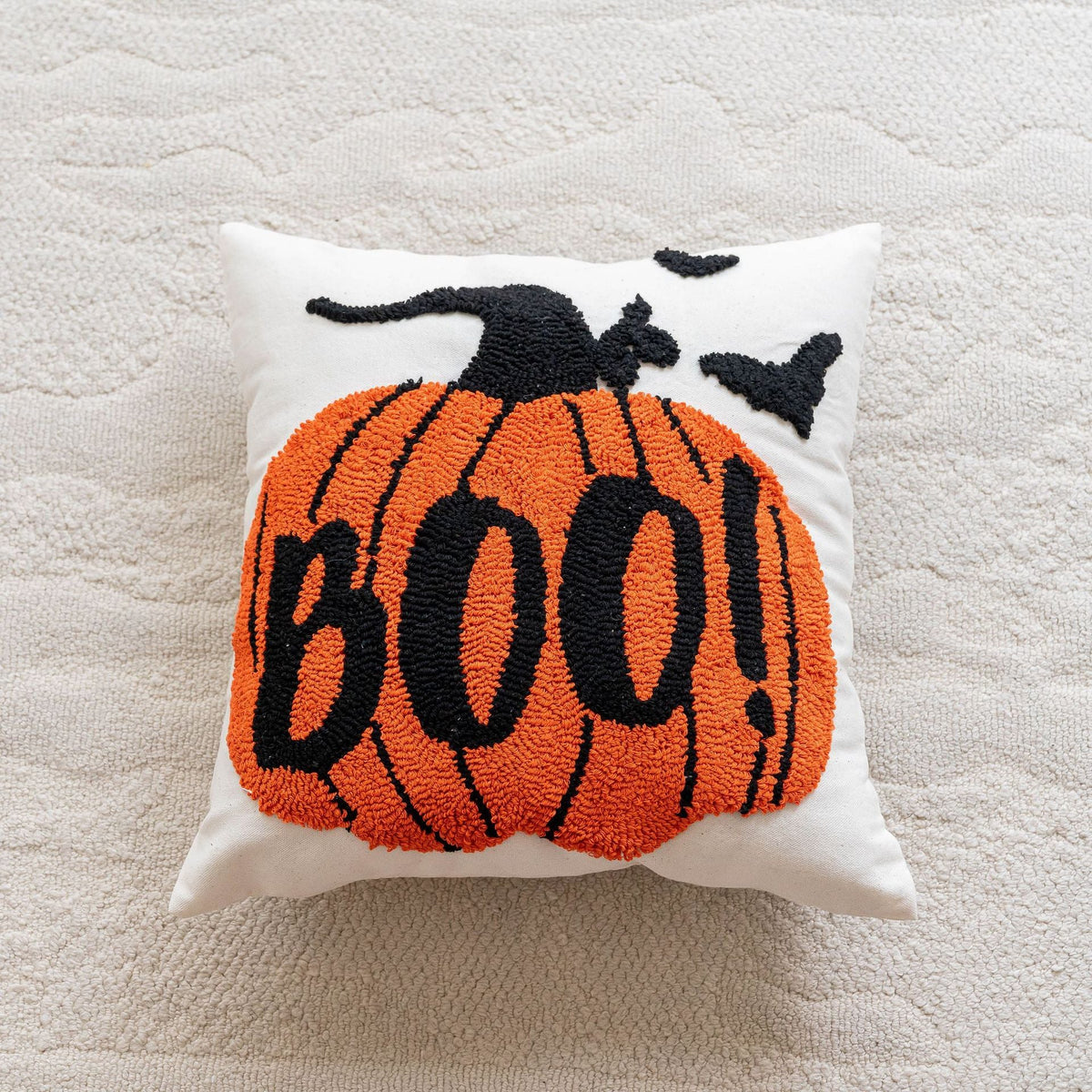 Accent Pillow Cover Hooked Chenille Cotton-Blend Hidden Zipper