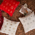 Accent Pillow Cover Plush Faux-Fur Embroidered Sequin Snowflake