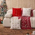 Accent Pillow Cover Plush Faux-Fur Embroidered Sequin Snowflake