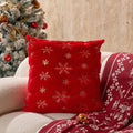 Accent Pillow Cover Plush Faux-Fur Embroidered Sequin Snowflake