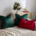 Accent Pillow Velvet Contrast Piping & Hidden Zipper