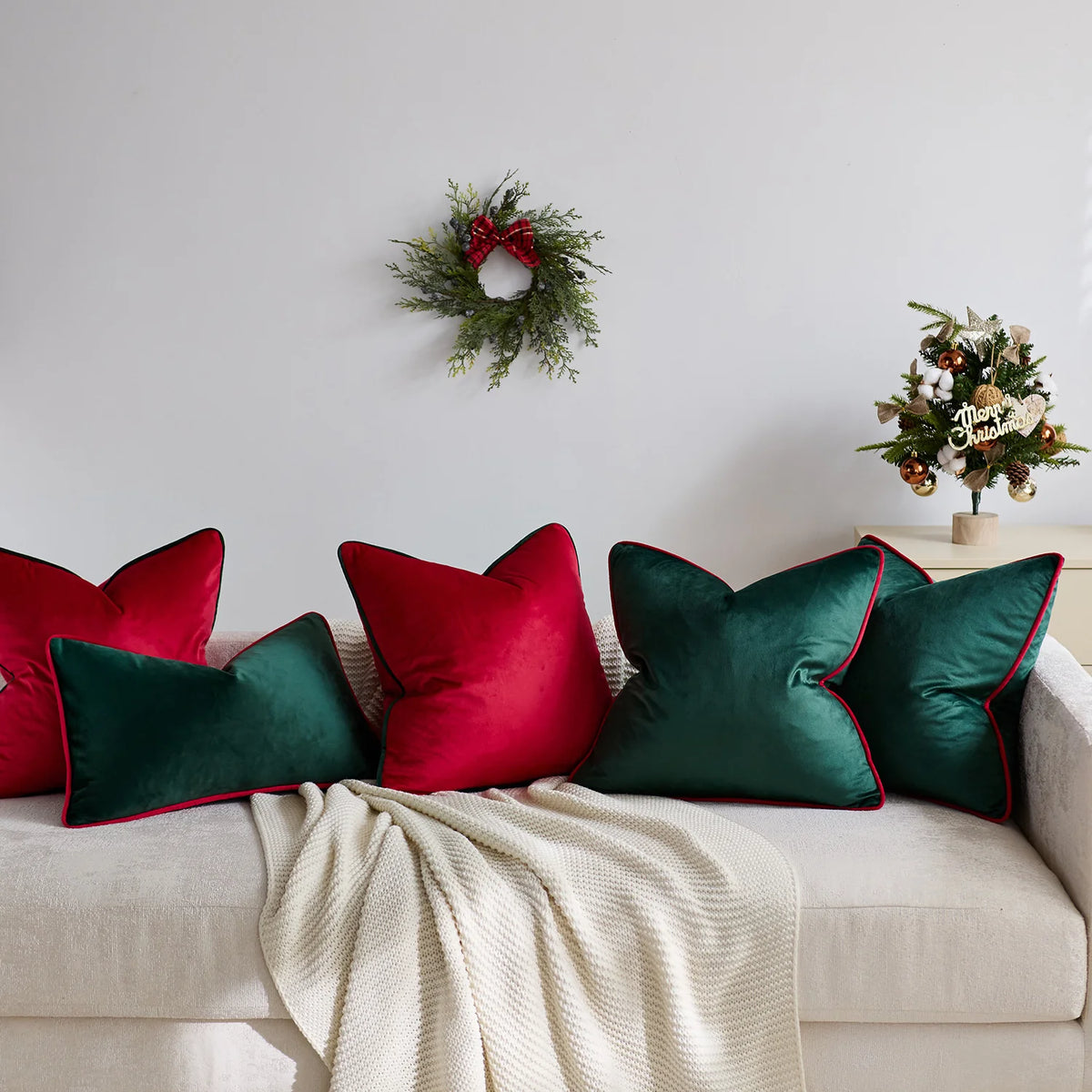 Accent Pillow Velvet Contrast Piping & Hidden Zipper