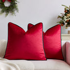 Accent Pillow Velvet Contrast Piping & Hidden Zipper