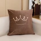 Accent Pillow Velvet Embroidered Crown Machine Washable