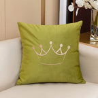 Accent Pillow Velvet Embroidered Crown Machine Washable