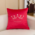 Accent Pillow Velvet Embroidered Crown Machine Washable
