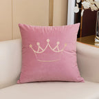 Accent Pillow Velvet Embroidered Crown Machine Washable