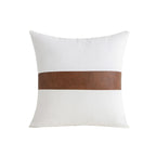 Accent Throw Pillow Leather-Look & Cotton Canvas Hidden Zipper