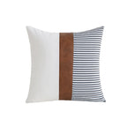 Accent Throw Pillow Leather-Look & Cotton Canvas Hidden Zipper