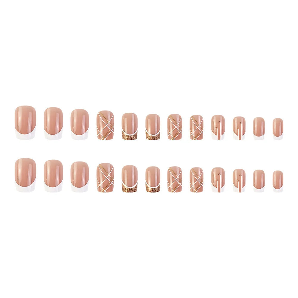 Acrylic French Tip Nails Glossy Jelly Ready To Apply
