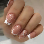 Acrylic French Tip Nails Glossy Jelly Ready To Apply