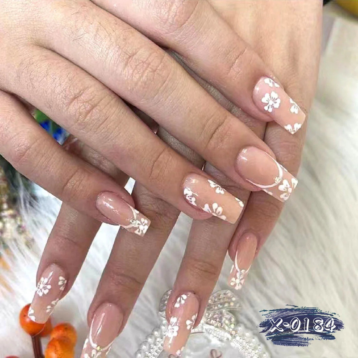 Acrylic Nail Art Kit Floral French Tips & Guide