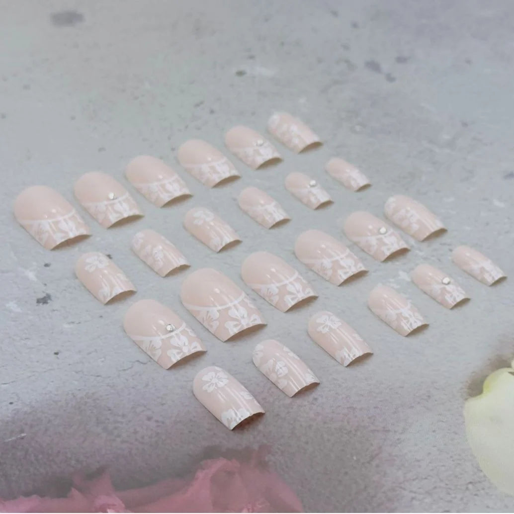 Acrylic Nail Art Kit Floral French Tips & Guide