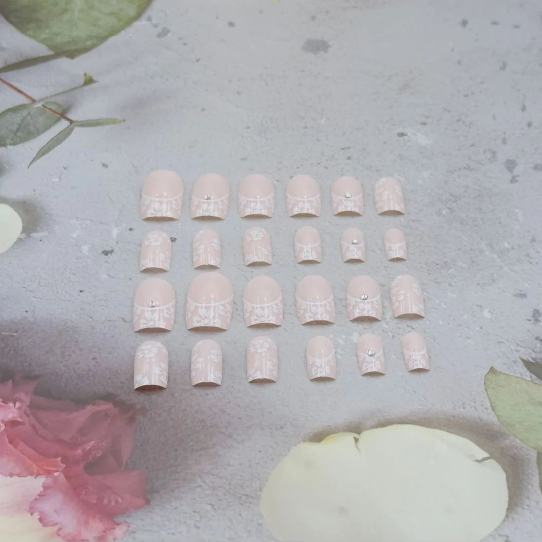Acrylic Nail Art Kit Floral French Tips & Guide