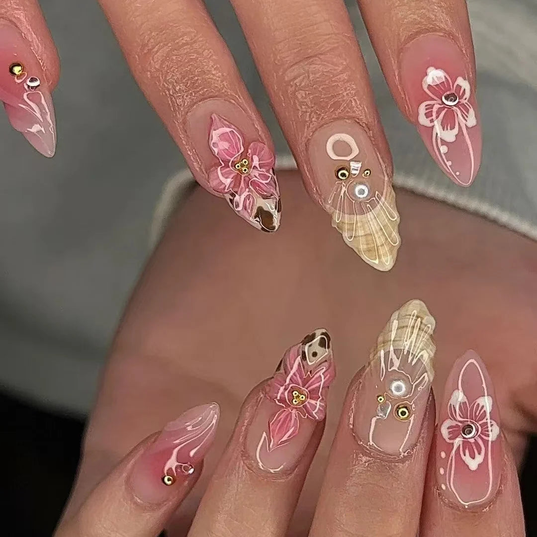 Acrylic Nail Art Set Floral Designs Easy Application