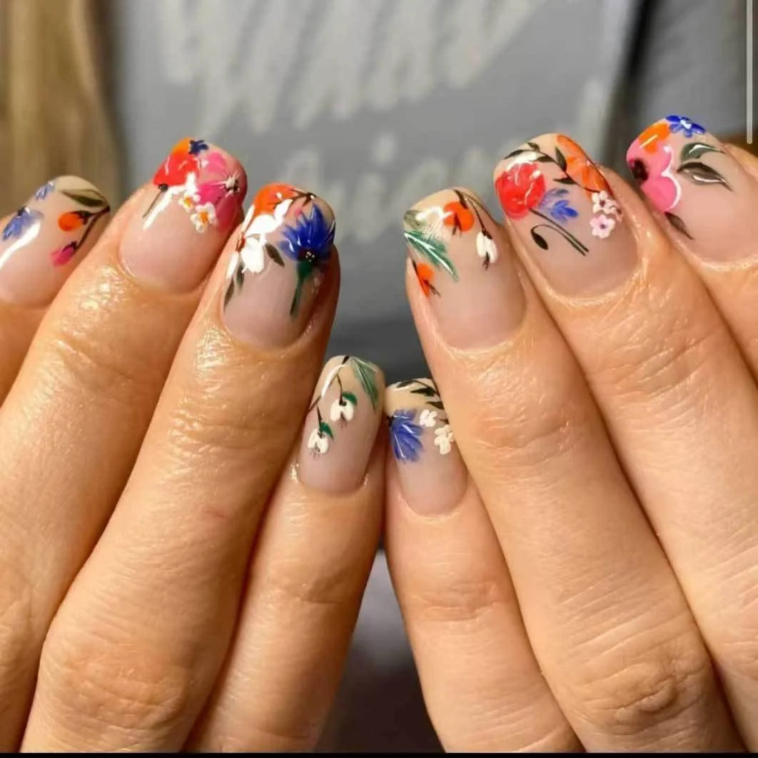 Acrylic Nail Art Set Floral Designs & Long-Lasting Finish