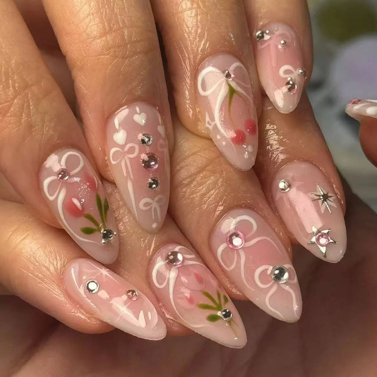 Acrylic Nail Art Set Intricate Floral Designs Easy Application
