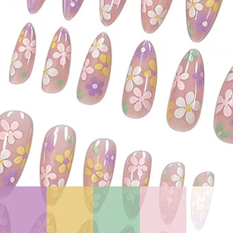 Acrylic Nail Enhancements 24-Piece Floral Long-Lasting