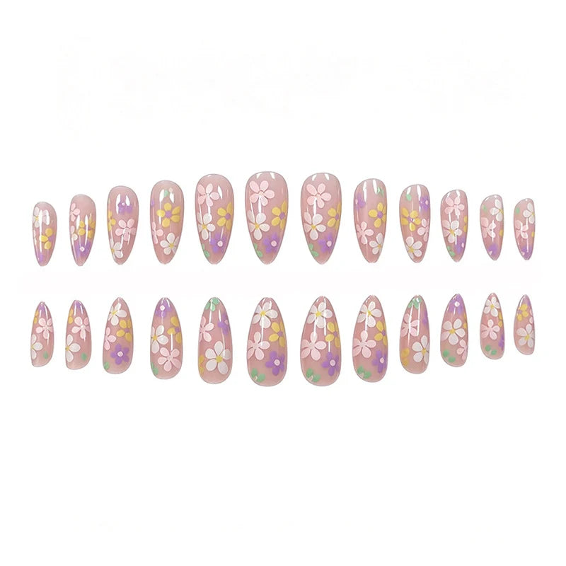 Acrylic Nail Enhancements 24-Piece Floral Long-Lasting